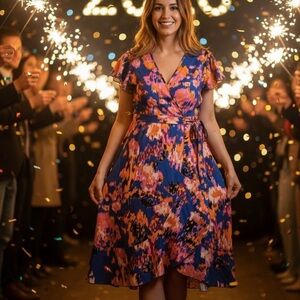 Vibrant Multicolor Wrap Dress